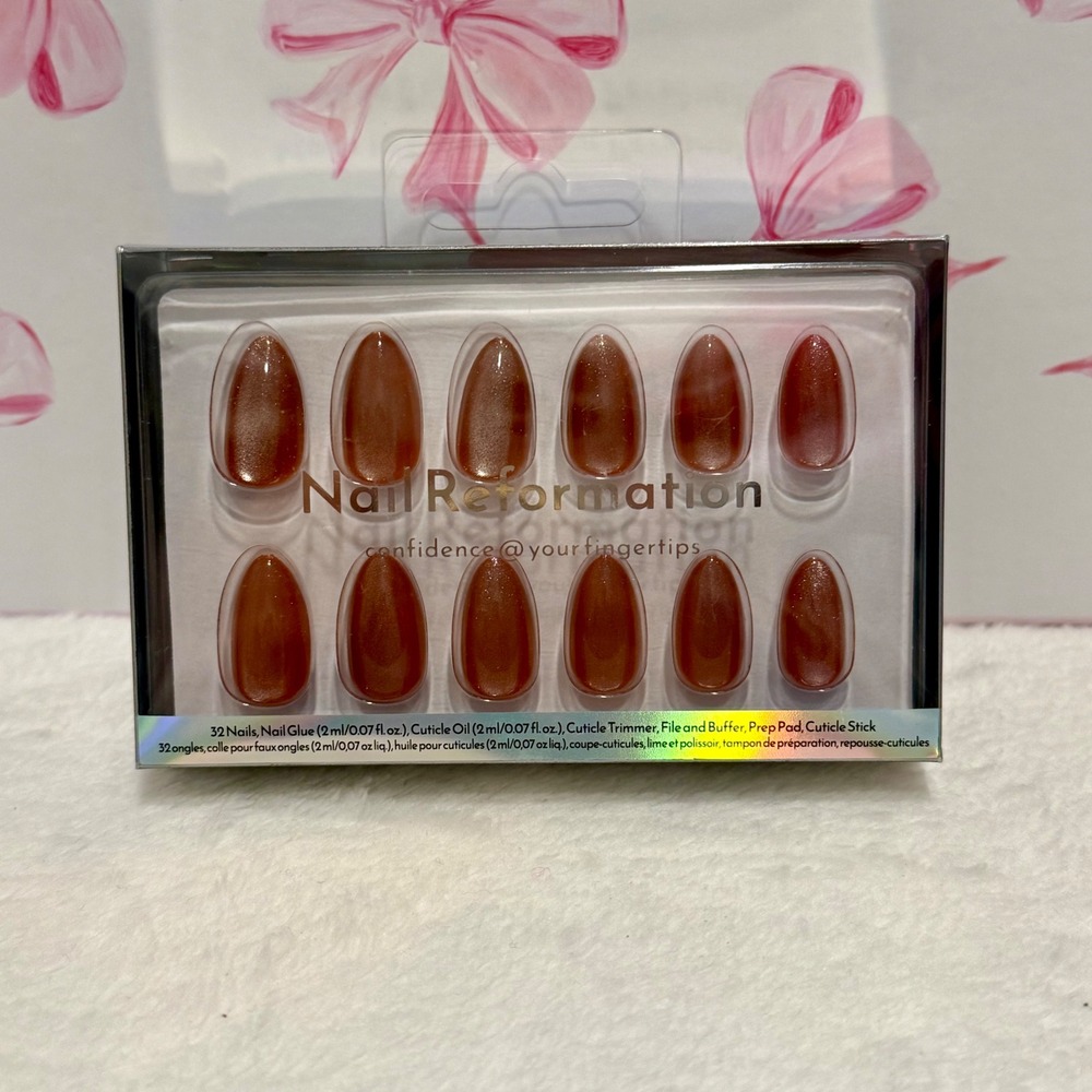 Nail Reformation Almond Press On Nails Kit 32 Count Glue Oil Trimmer File Buffer